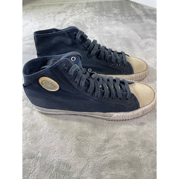 PF Flyers Center Hi Top Reissue Sneakers Men 12 Women 13.5 Navy Blue Canvas Shoe - Picture 1 of 8
